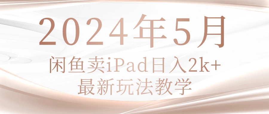 （10459期）2024年5月闲鱼卖ipad日入2k，最新玩法教学-E源网